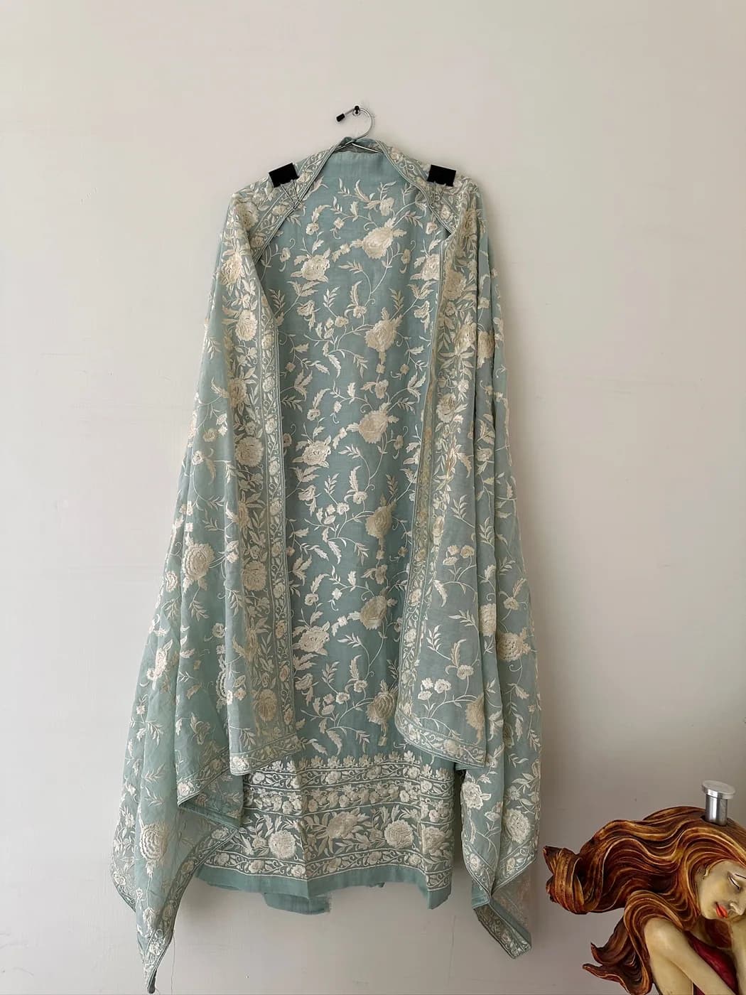 Blue Grey Rose Embroidered Suit — view 2 of 3