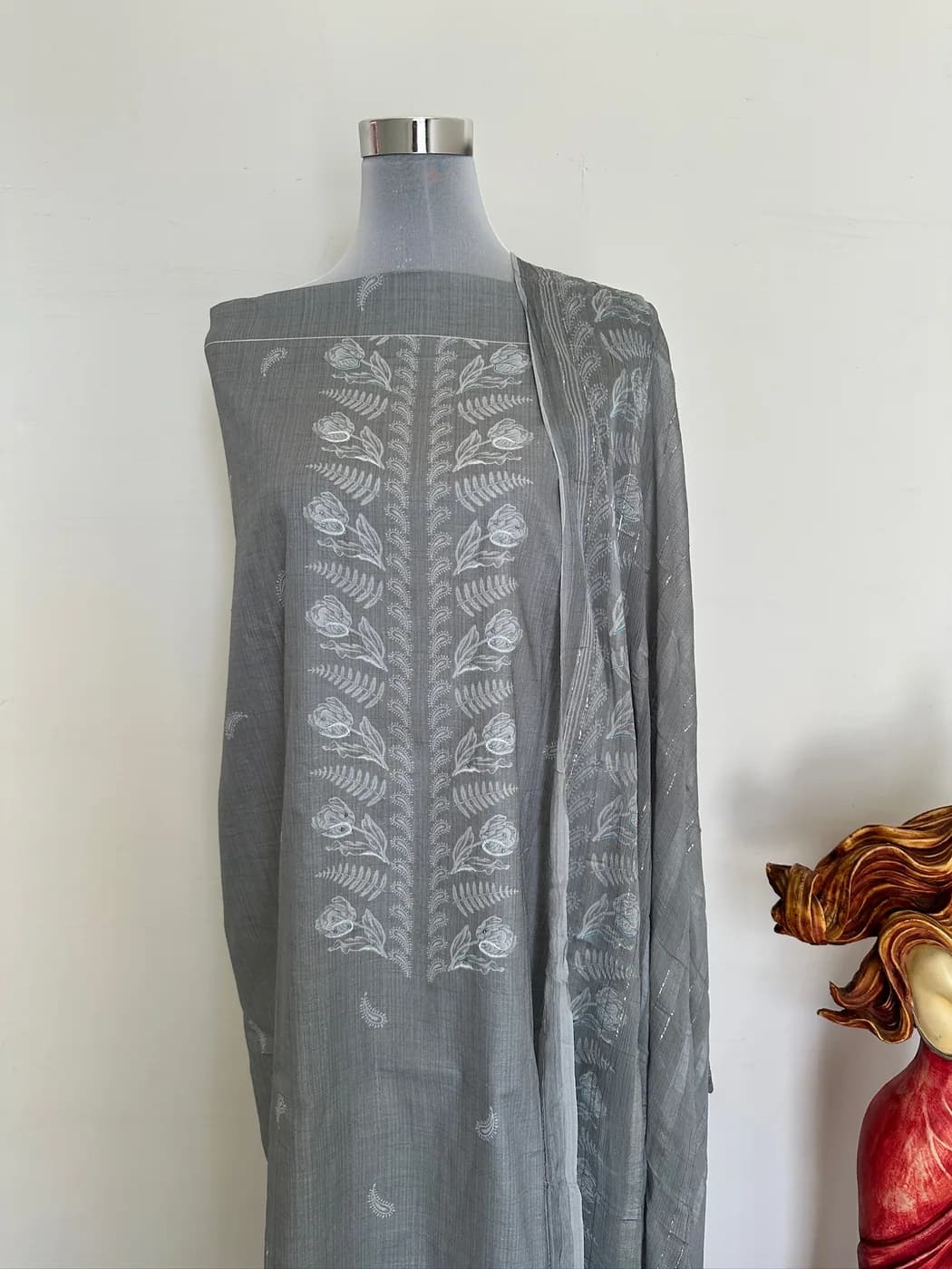Grey White Embroidered Suit — view 3 of 3