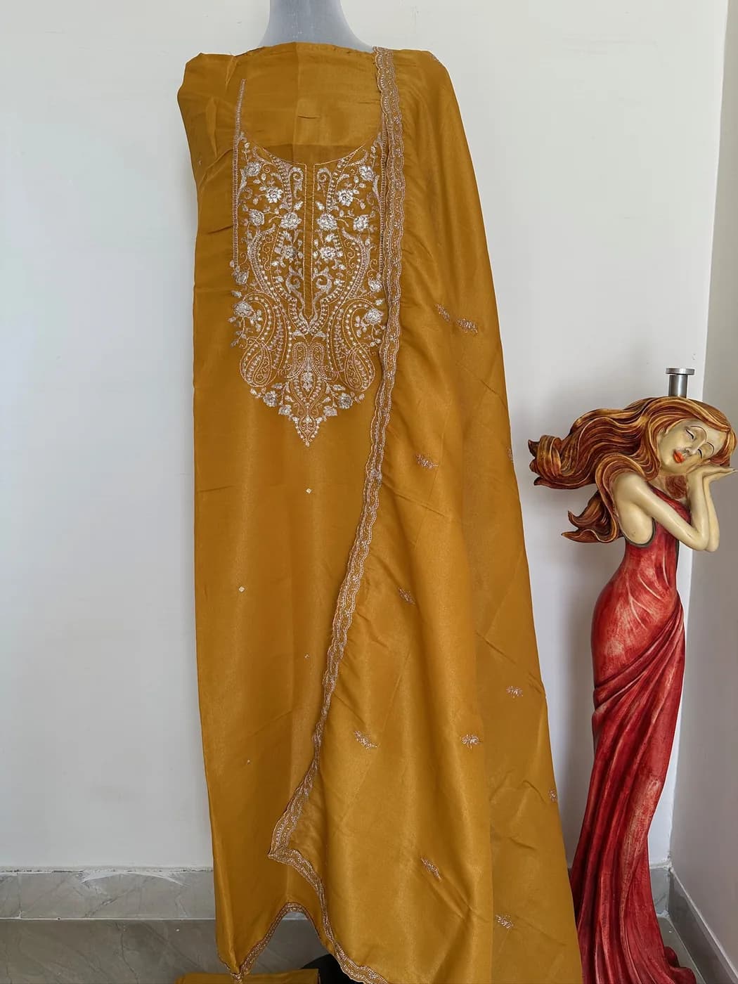 Marigold White Embroidered Suit — view 2 of 3