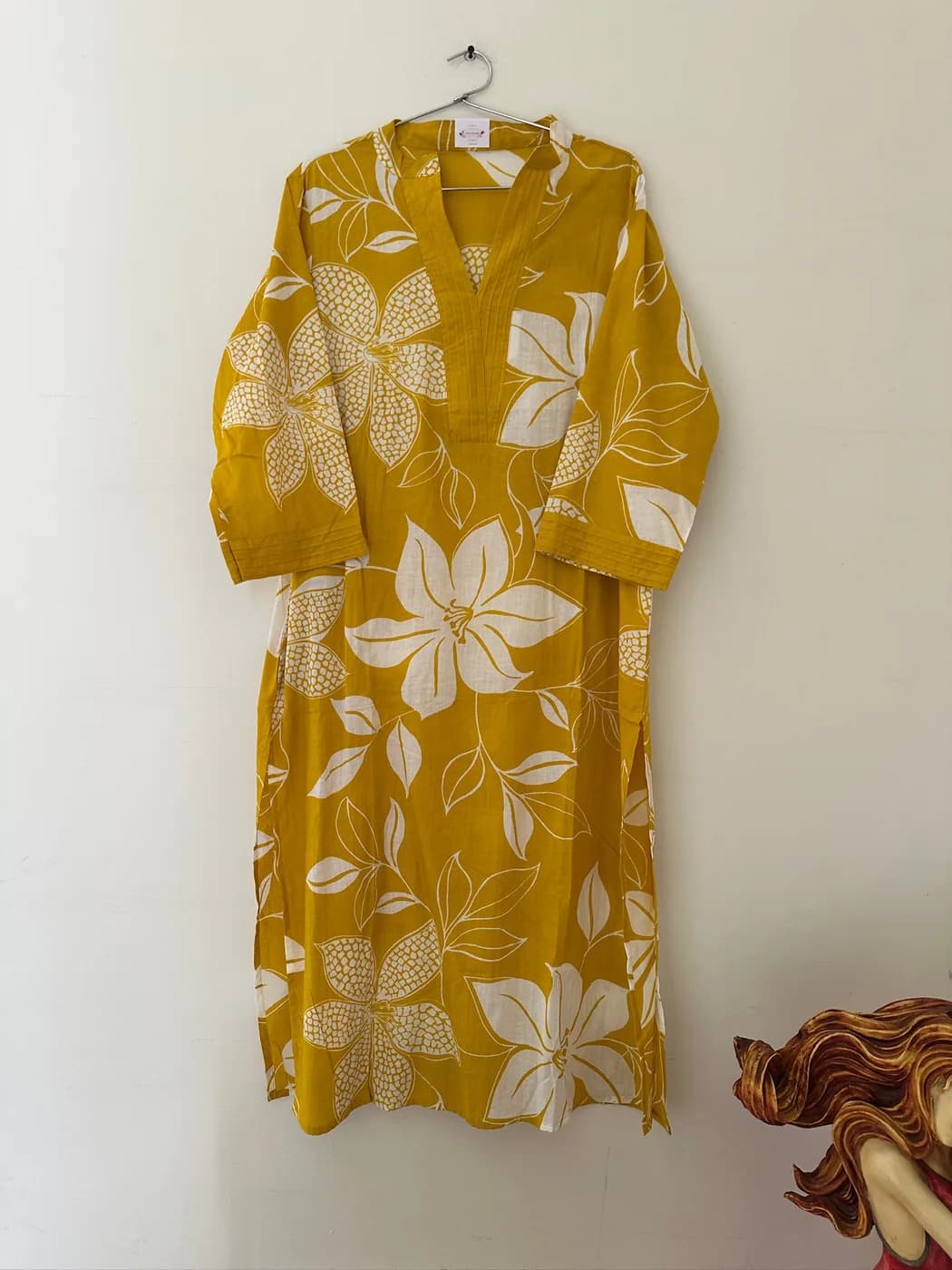 Mustard Magnolia Print Kurta — view 2 of 3