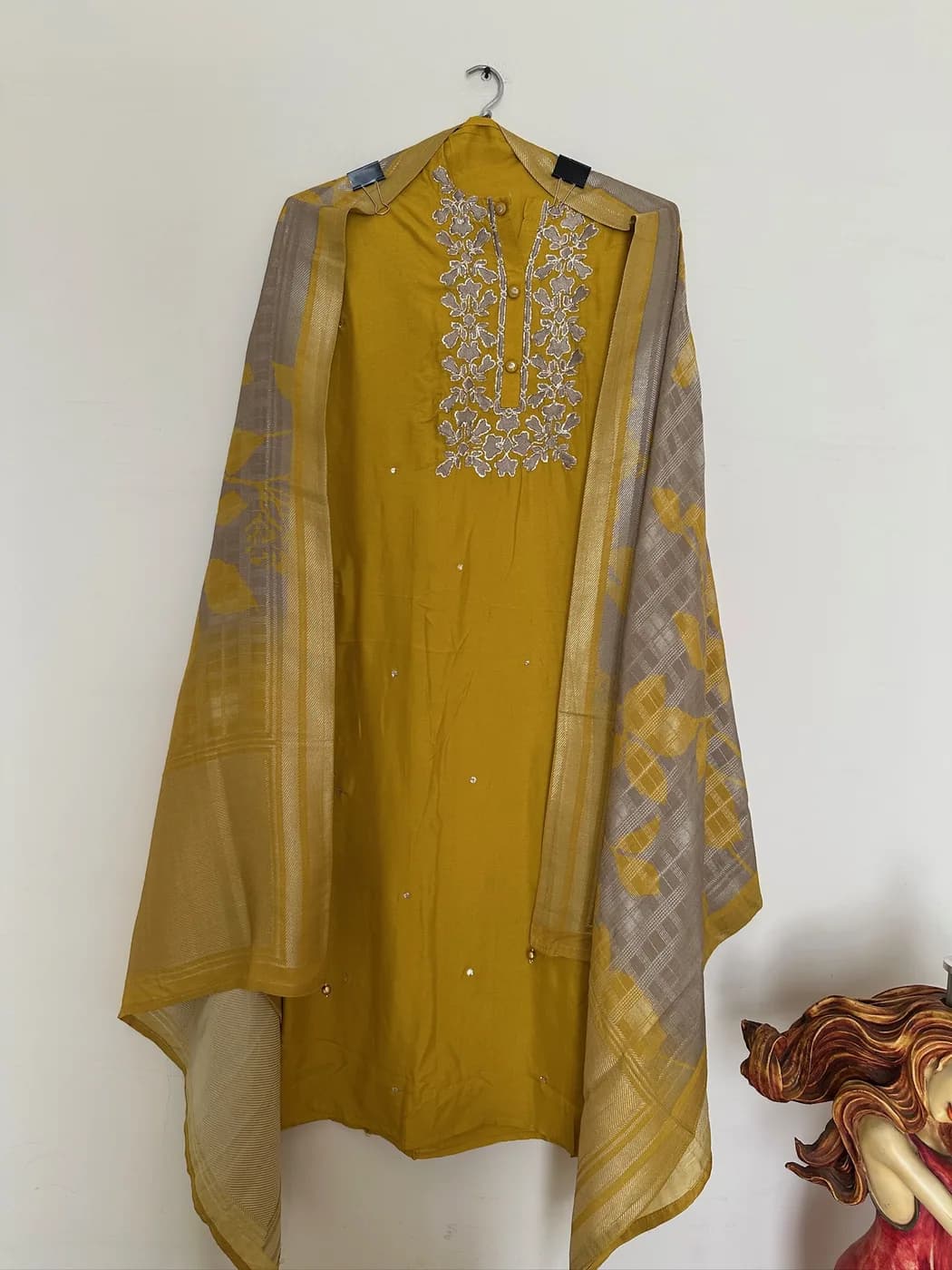 Mustard Silver Embroidered Suit — view 2 of 3