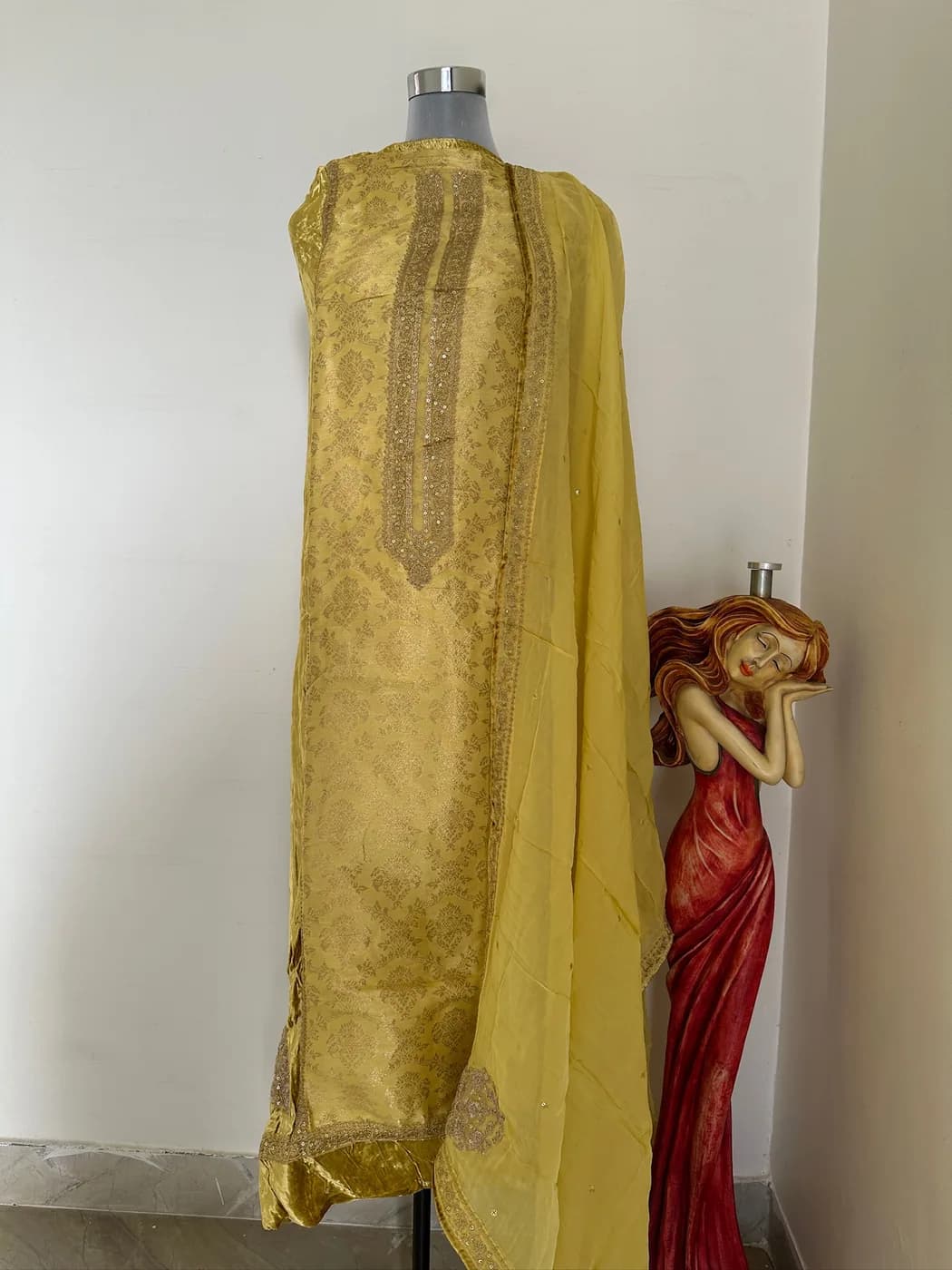 Saffron Tissue Zari Suit — view 2 of 4