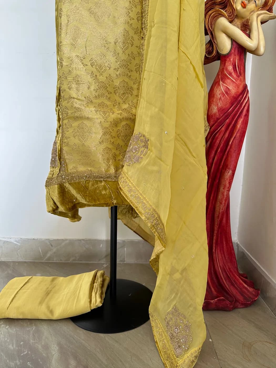 Saffron Tissue Zari Suit — view 4 of 4