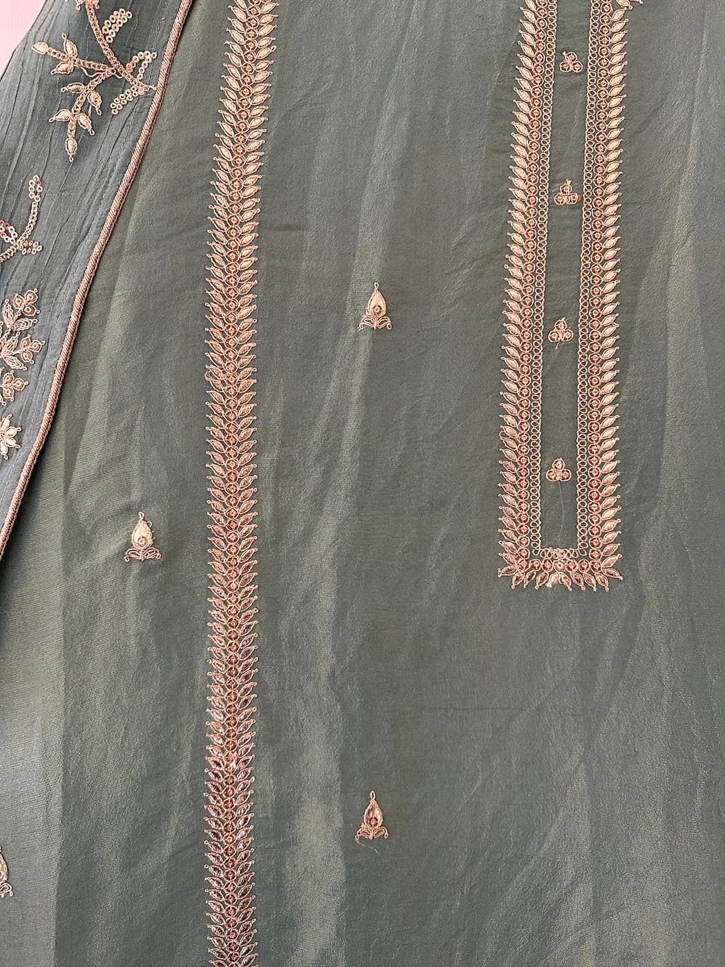 Sage Copper Embroidered Suit — view 2 of 5