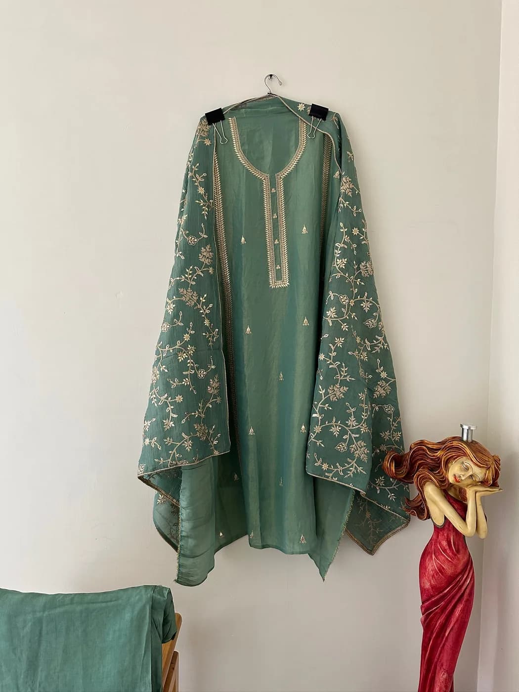 Sage Copper Embroidered Suit — view 3 of 5