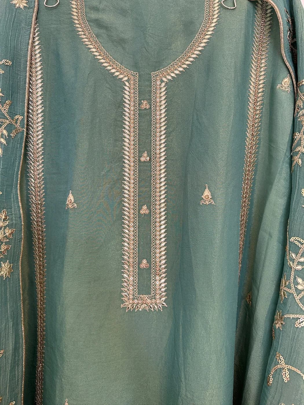 Sage Copper Embroidered Suit — view 4 of 5