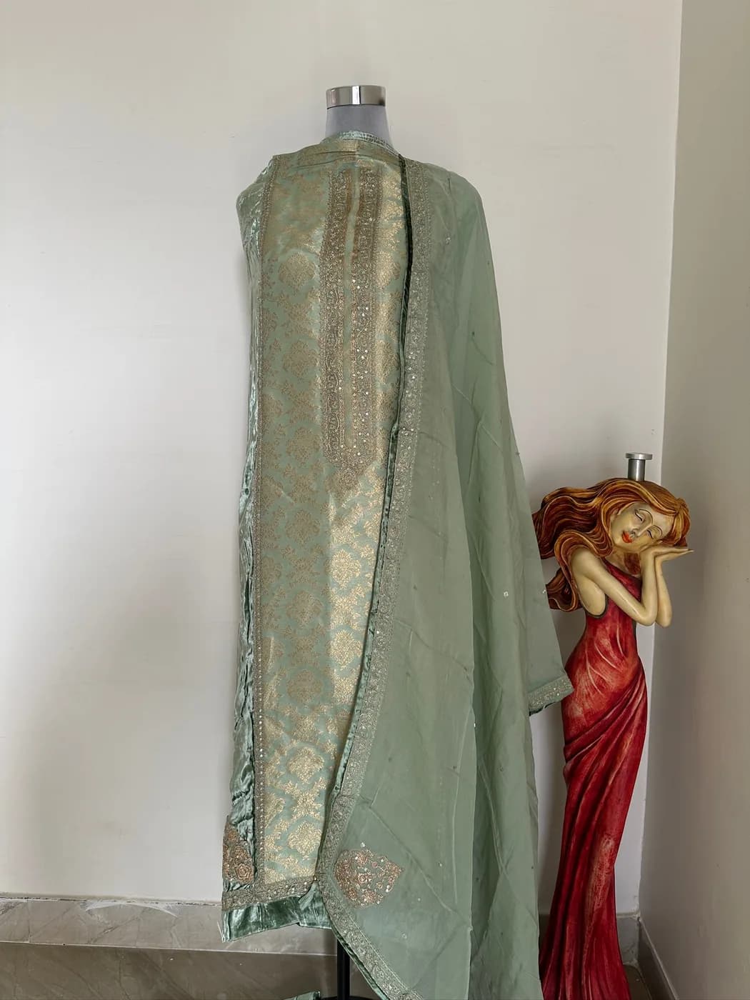 Sage Tissue Zari Suit — view 2 of 4