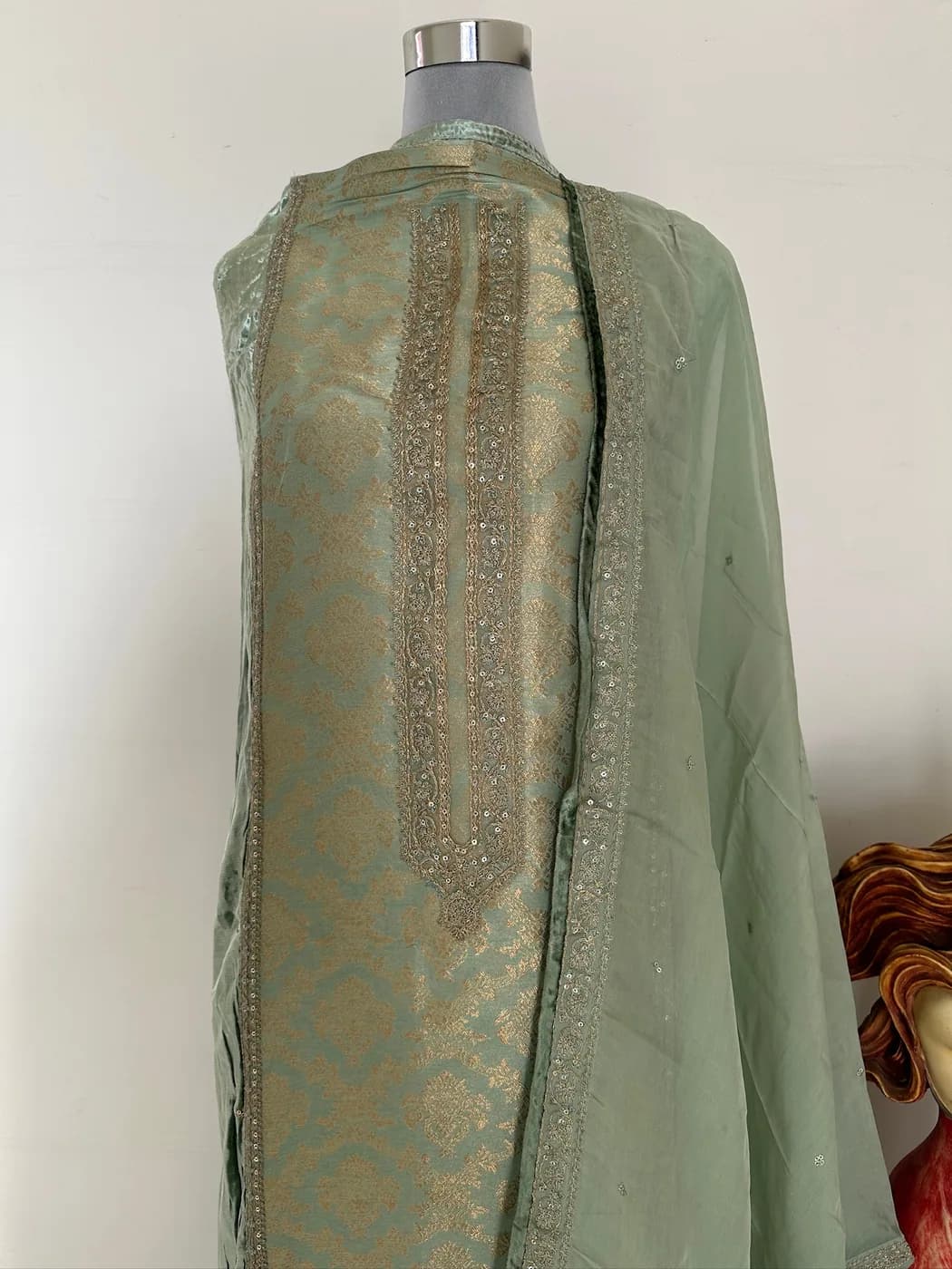 Sage Tissue Zari Suit — view 3 of 4