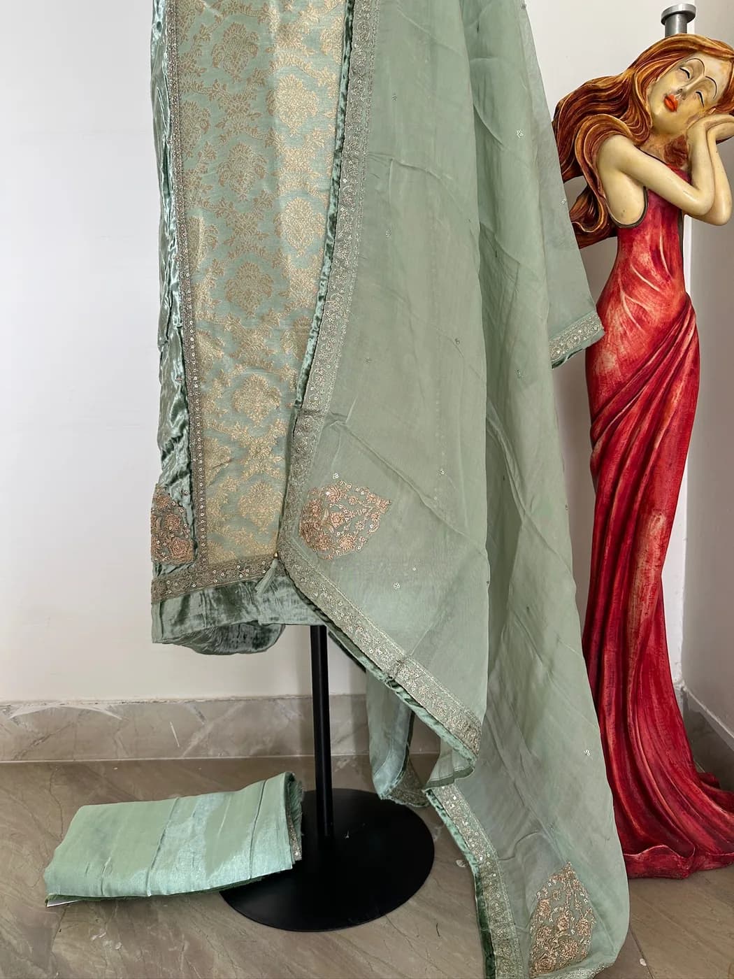 Sage Tissue Zari Suit — view 4 of 4