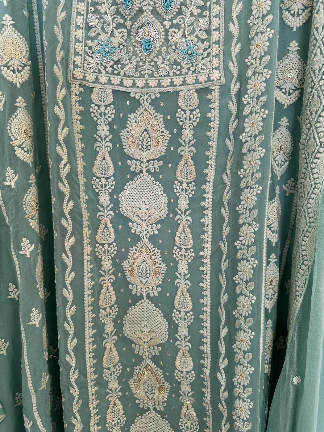 Seafoam Embroidered Suit — view 3 of 4