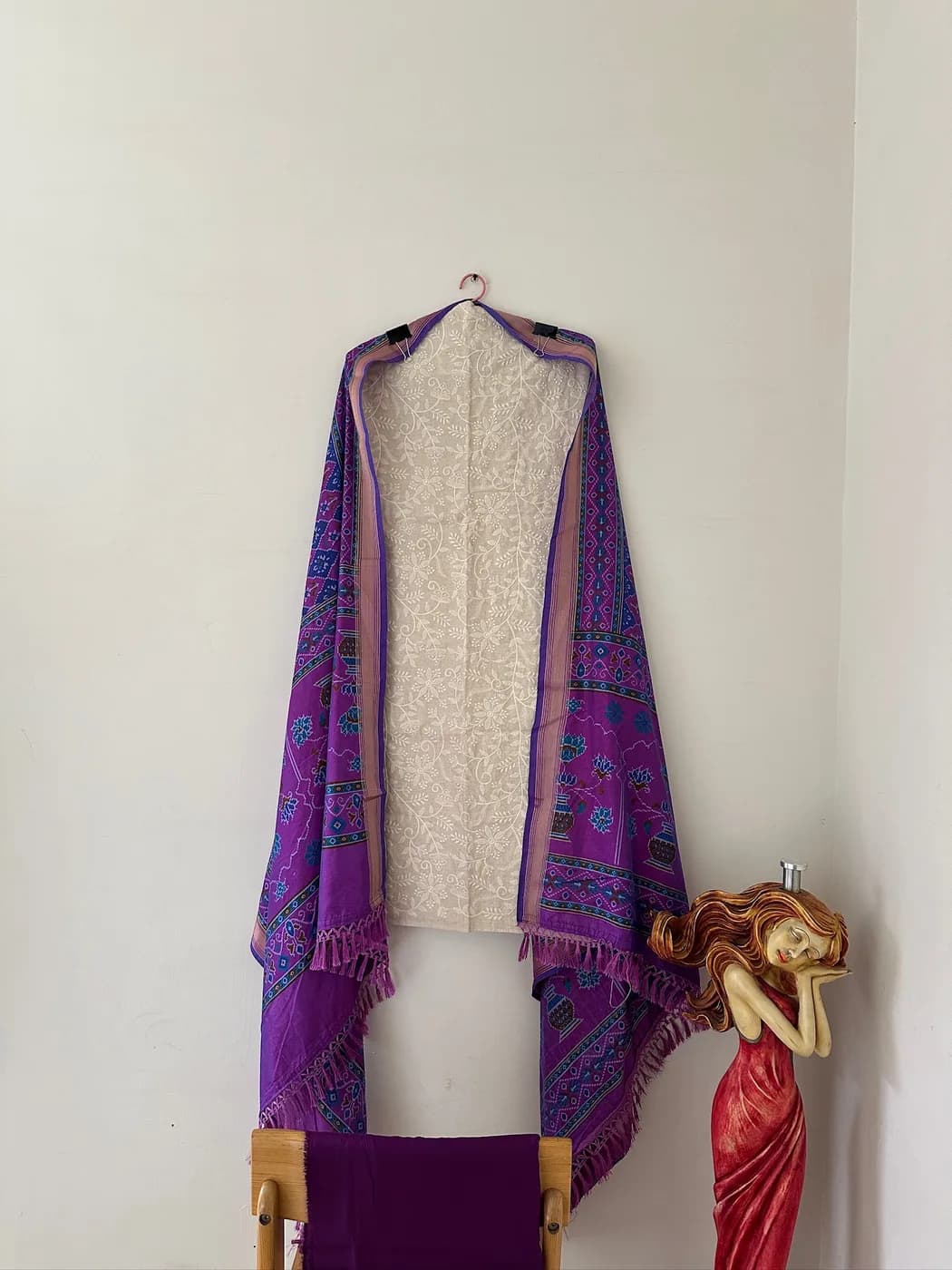 Ivory Chikankari Violet Suit — unstitched suit set from Chic Clothing